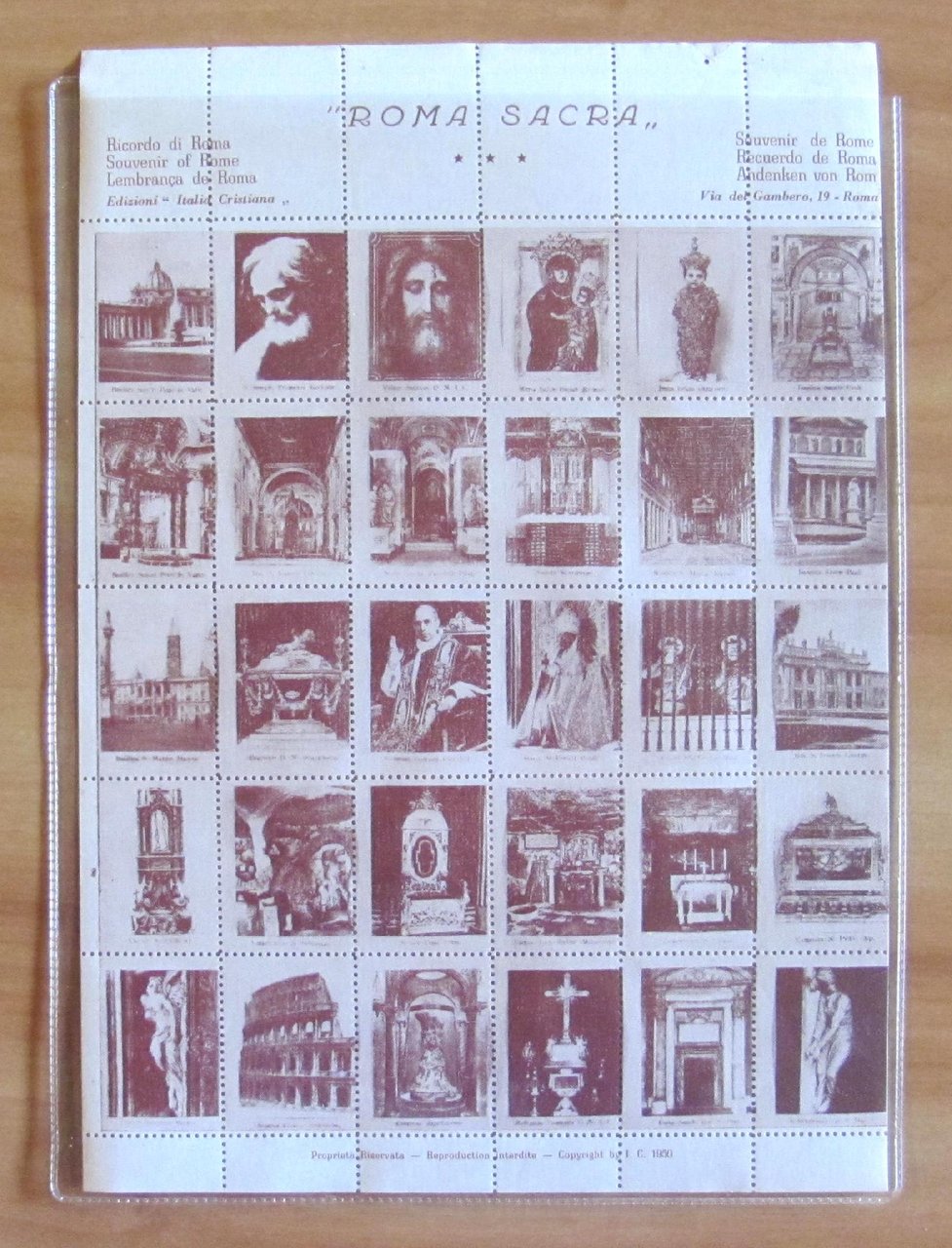 Foglio 30 FRANCOBOLLI - ROMA SACRA - Souvenir 1950