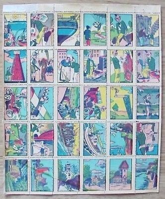 Foglio di 30 Decalcomanie MARCA STELLA anni 30/40 FUMETTO FORTUNELLO …