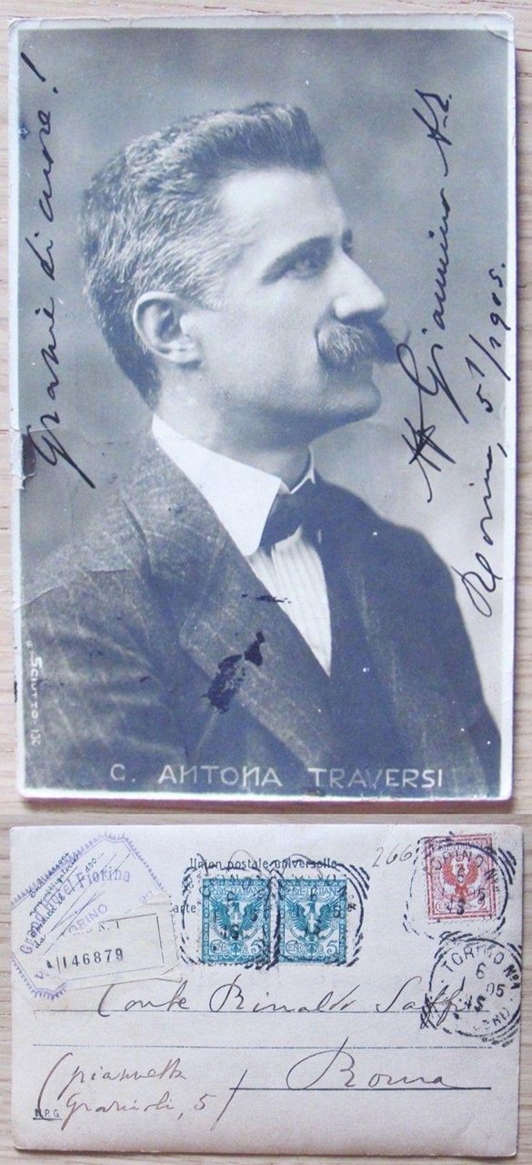 FOTO Cartolina ANTONA TRAVERSI Senatore e Commediografo con FIRMA AUTOGRAFA