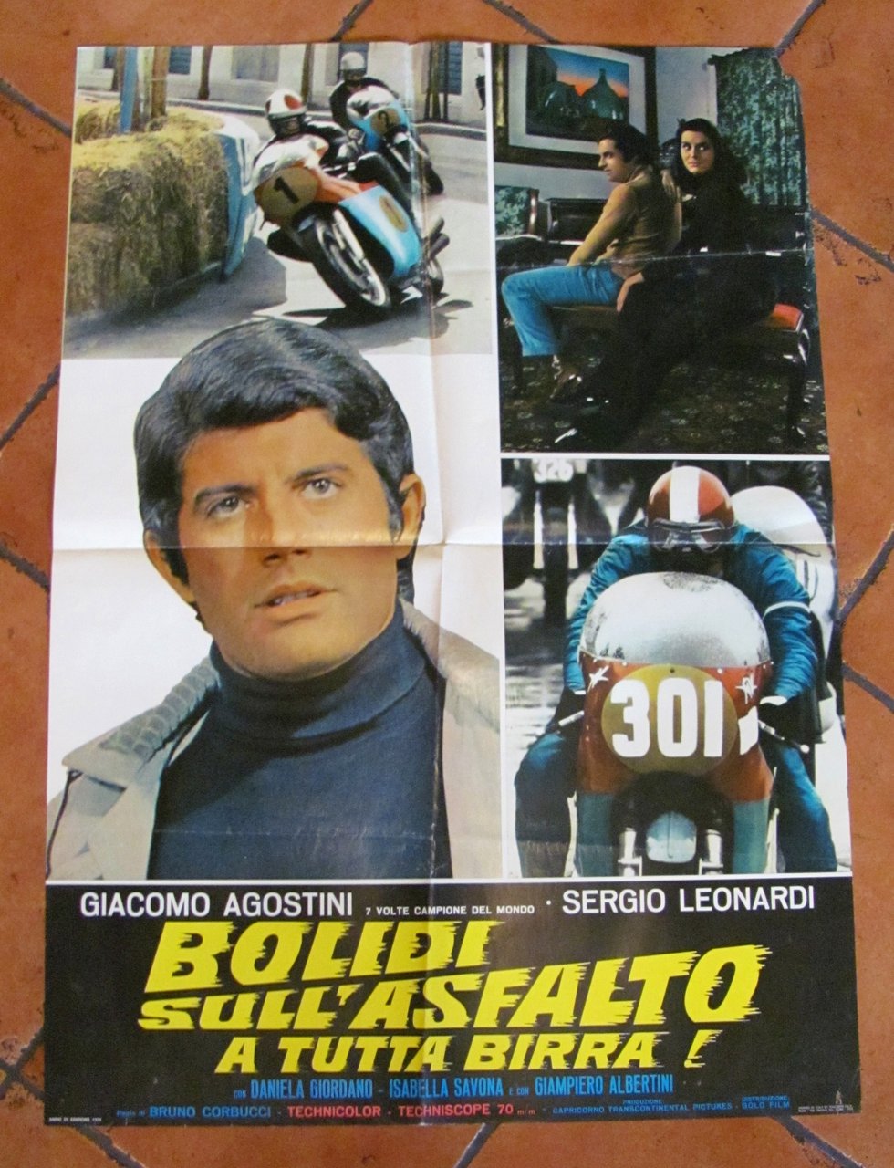 Fotobusta BOLIDI SULL'ASFALTO A TUTTA BIRRA, 1970 con AGOSTINI (Campione …
