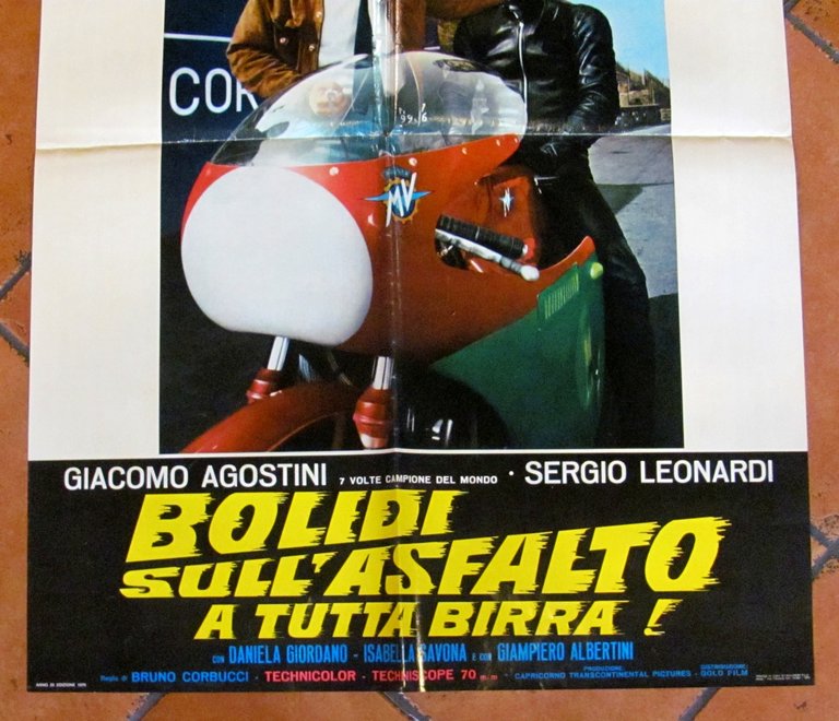Fotobusta BOLIDI SULL'ASFALTO A TUTTA BIRRA, 1970 con AGOSTINI (Campione …