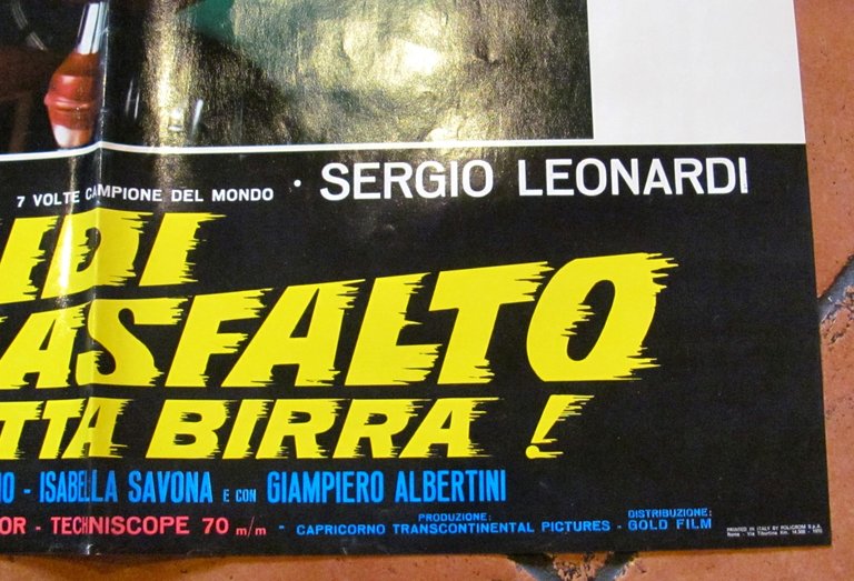 Fotobusta BOLIDI SULL'ASFALTO A TUTTA BIRRA, 1970 con AGOSTINI (Campione …