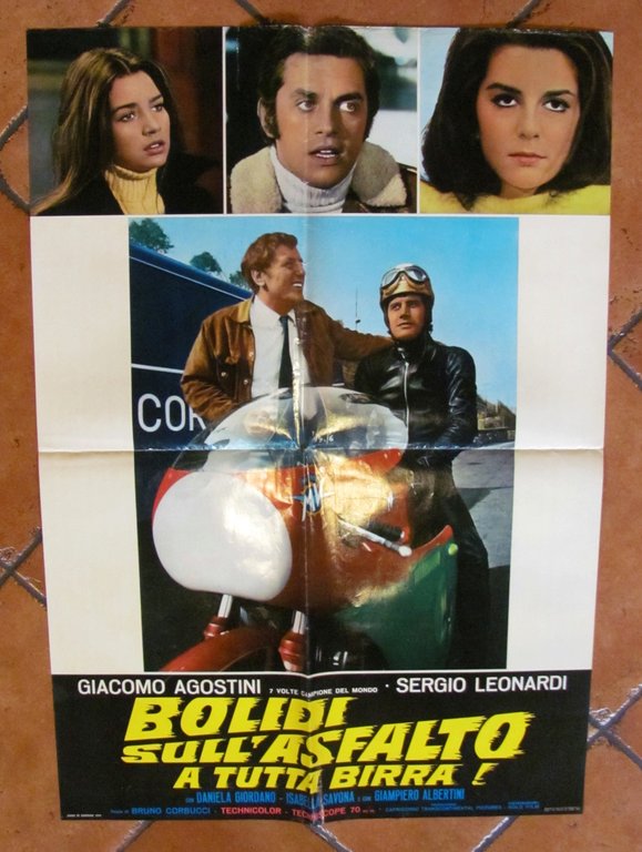 Fotobusta BOLIDI SULL'ASFALTO A TUTTA BIRRA, 1970 con AGOSTINI (Campione …