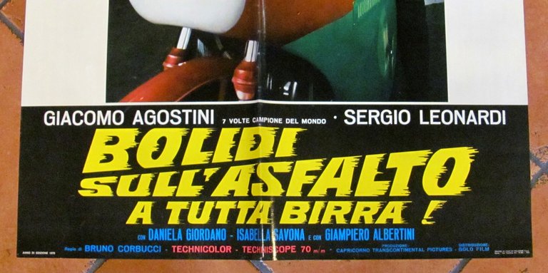 Fotobusta BOLIDI SULL'ASFALTO A TUTTA BIRRA, 1970 con AGOSTINI (Campione …