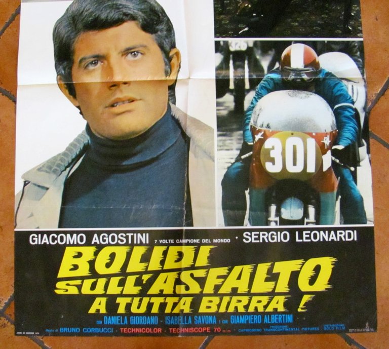 Fotobusta BOLIDI SULL'ASFALTO A TUTTA BIRRA, 1970 con AGOSTINI (Campione …
