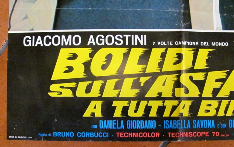 Fotobusta BOLIDI SULL'ASFALTO A TUTTA BIRRA, 1970 con AGOSTINI (Campione …