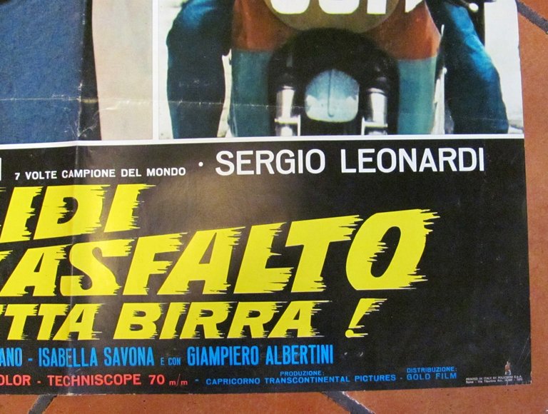 Fotobusta BOLIDI SULL'ASFALTO A TUTTA BIRRA, 1970 con AGOSTINI (Campione …