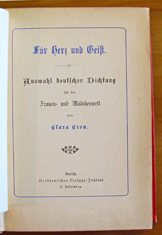 FUER HERZ UND GEIFT - AUSWAHL DEUTSCHER DICHTUNG