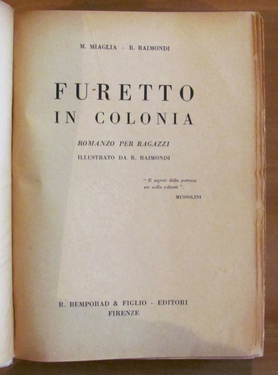 FURETTO IN COLONIA, 1936 - ill. RAIMONDI