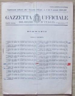 Gazzetta Ufficiale Del Regno D'Italia Supplemento Ordinario N.4