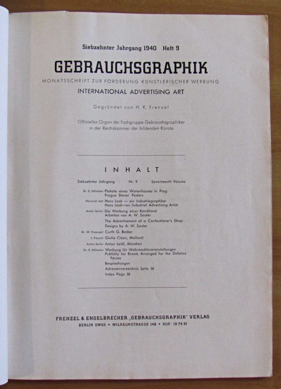 GEBRAUCHSGRAPHIK International Advertising Art N.9 September, 1940 | Immagine Gallery 2
