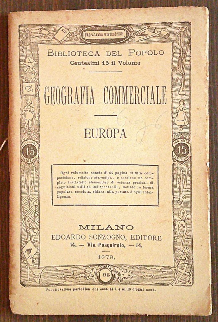GEOGRAFIA COMMERCIALE - EUROPA - Biblioteca del Popolo, 1879