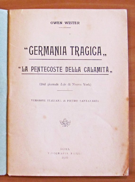 GERMANIA TRAGICA: LA PENTECOSTE DELLA CALAMITA'