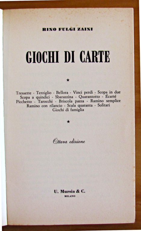 GIOCHI DI CARTE Tressette, Terziglio, Bellora, Il Tressette \Vinci-Perdi\", La …