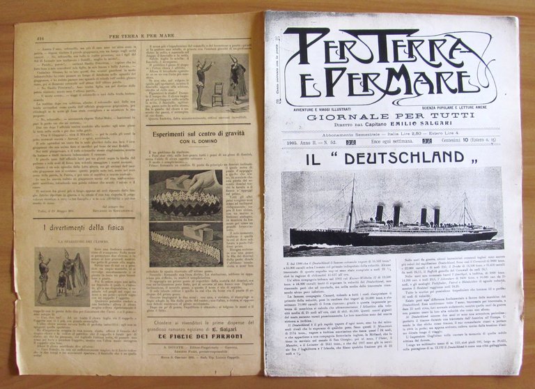 Giornale PER TERRA E PER MARE Diretto da SALGARI, 1905 …