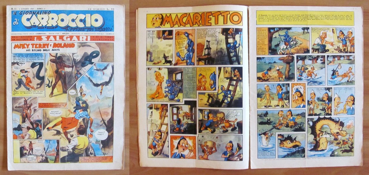 GIORNALINO di CARROCCIO N.11, 1947 - SALGARI e MACARIETTO con …