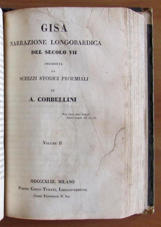 GISA NARRAZIONE LONGOBARDICA DEL SECOLO VII Preceduta da Schizzi Storici …