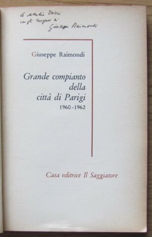 GRANDE COMPIANTO DELLA CITTA' DI PARIGI 1960-1962 - Autografato