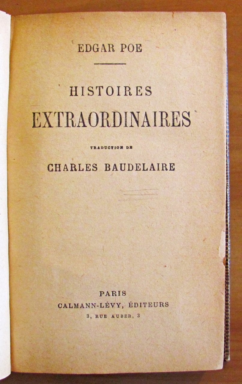 HISTOIRES EXTRAORDINAIRES - Tradution de CHARLES BAUDELAIRE