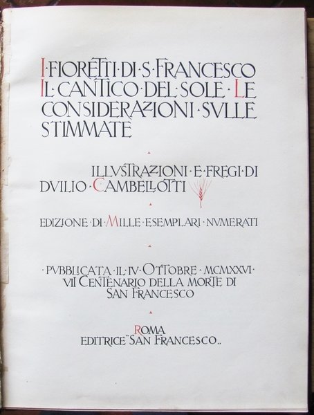 I FIORETTI DI S. FRANCESCO - IL CANTICO DEL SOLE …