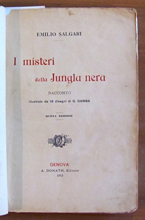 I MISTERI DELLA JUNGLA NERA, 1913 - ill. GAMBA