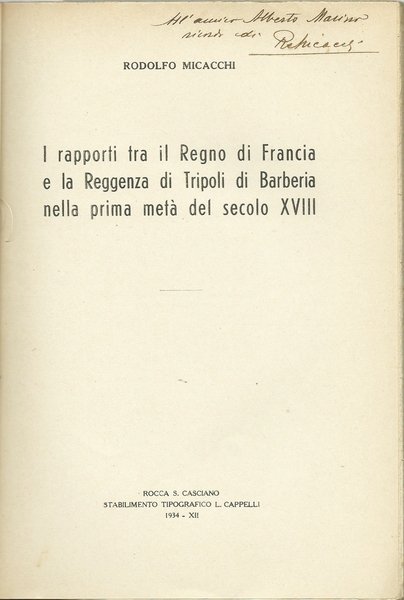 I RAPPORTI TRA IL REGNO DI FRANCIA E LA REGGENZA …
