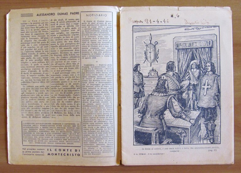 I TRE MOSCHETTIERI - Fascicoli sciolti 1/5+7 del 1946