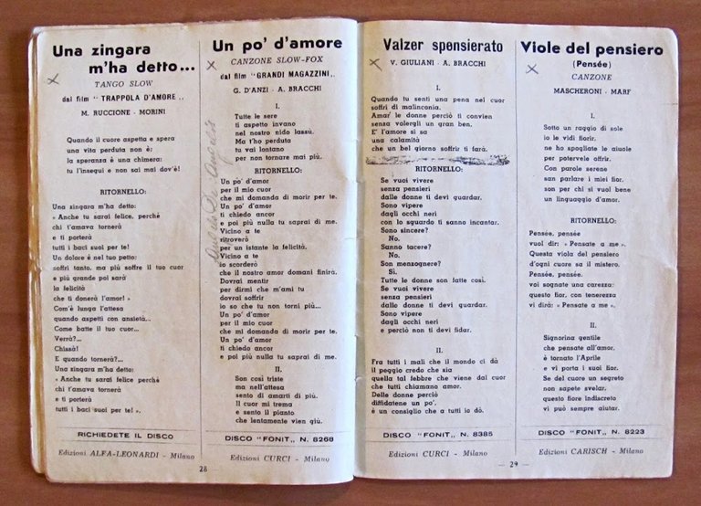 IL CANZONIERE DELLA RADIO - RACCOLTA DELLE CANZONI DI SUCCESSO …