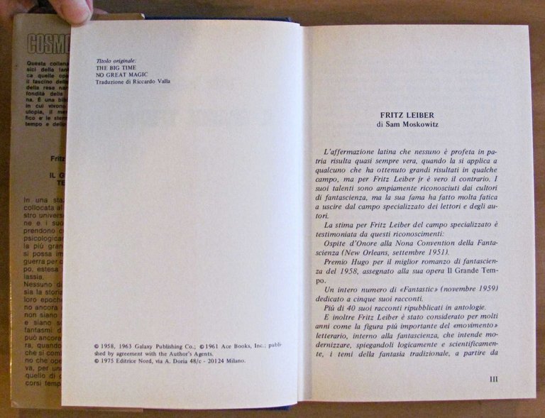 IL GRANDE TEMPO - Cosmo Oro, I ed. 1975