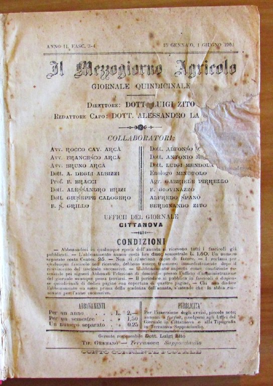 Il Mezzogiorno Agricolo - Anno II Fasc. 3 - 4 …