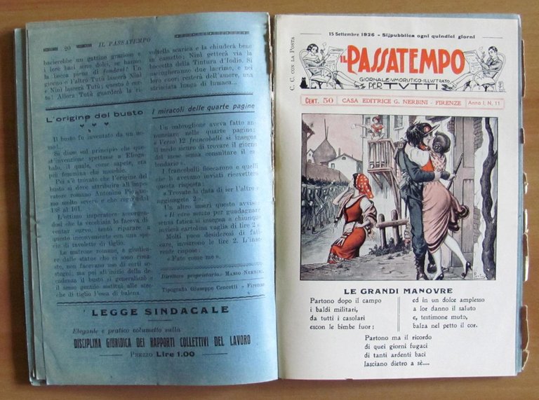 IL PASSATEMPO Giornale Umoristico - Nerbini 1926 - Anno I …