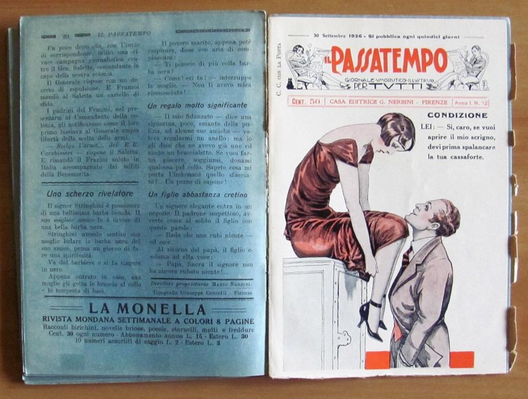 IL PASSATEMPO Giornale Umoristico - Nerbini 1926 - Anno I …