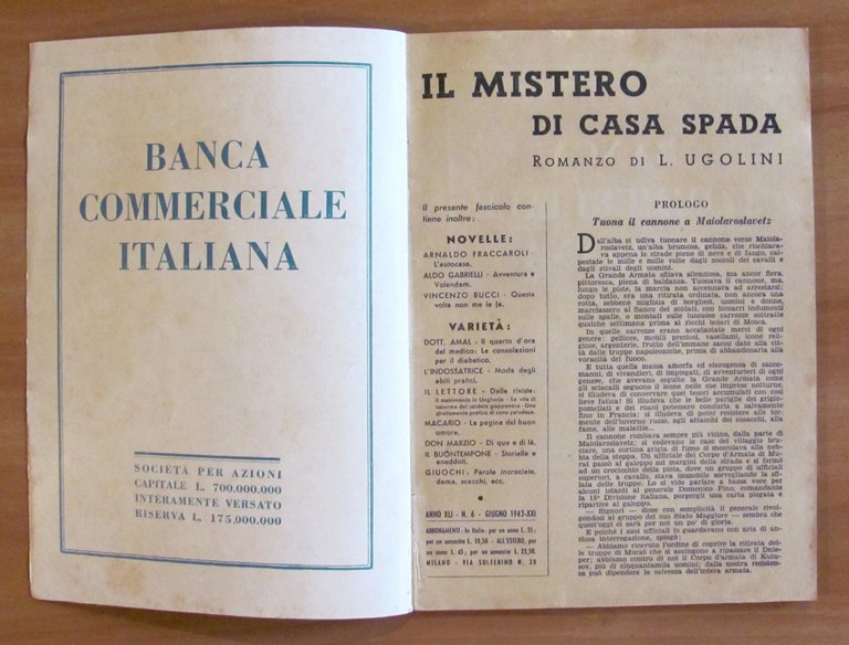 Il Romanzo Mensile N.6, 1943 - IL MISTERO DI CASA …