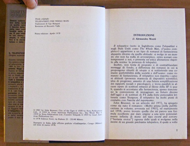 IL TELEPATICO - Cosmo Oro, I ed. 1978