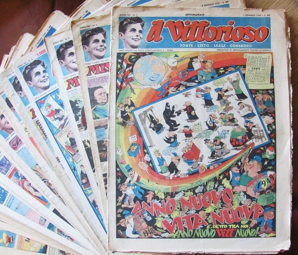 IL VITTORIOSO 1949 - ANNATA COMPLETA 1/52 con Figurine e …
