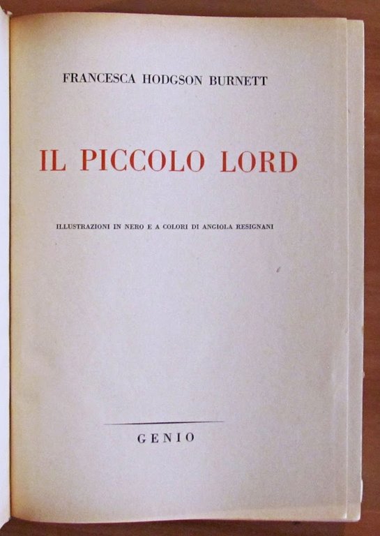 ILPICCOLO LORD - ill. Angiola RESIGNANI