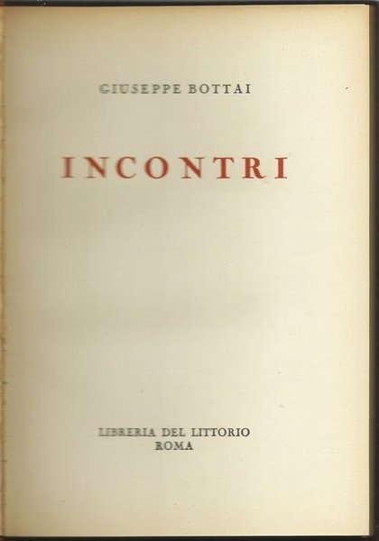 INCONTRI - I edizione 1930