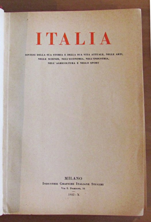 ITALIA - Sintesi della sua storia e della sua vita …