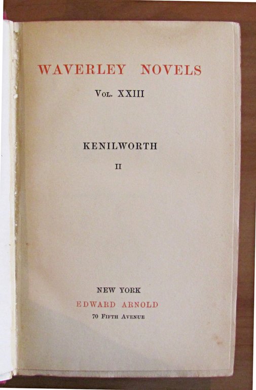KENILWORTH - WAVERLEY NOVELS Vol. XXIII