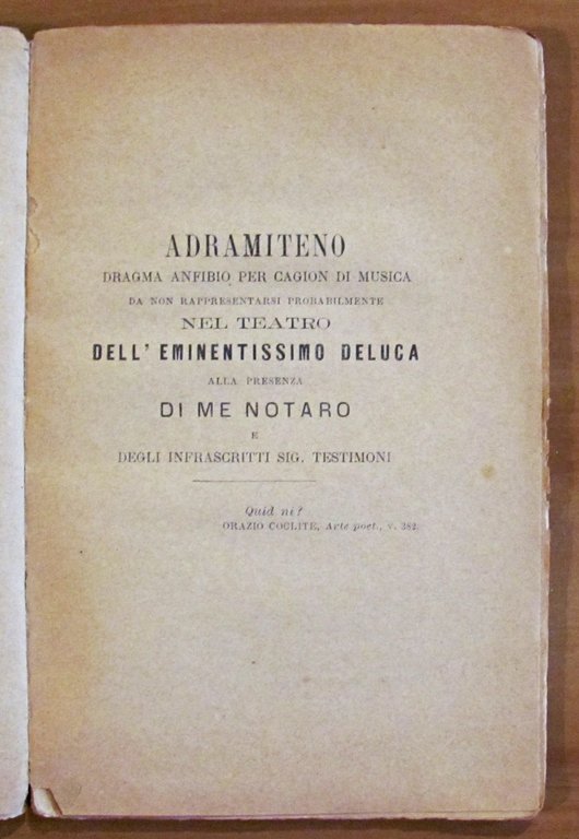 L'ADRAMITENO DRAMMA ANFIBIO e LE FAVOLE DI ESOFAGO DA CETEGO