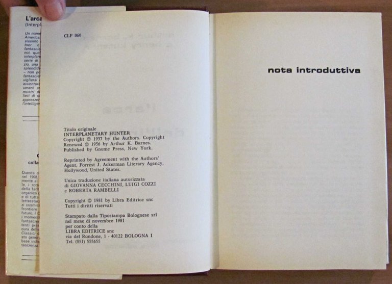 L'ARCA DELL'INFINITO - Coll. Classici Libra N.60, I ed. 1981