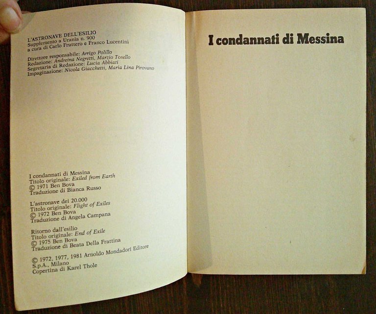 L'ASTRONAVE DELL'ESILIO - Biblioteca di Urania, 1981