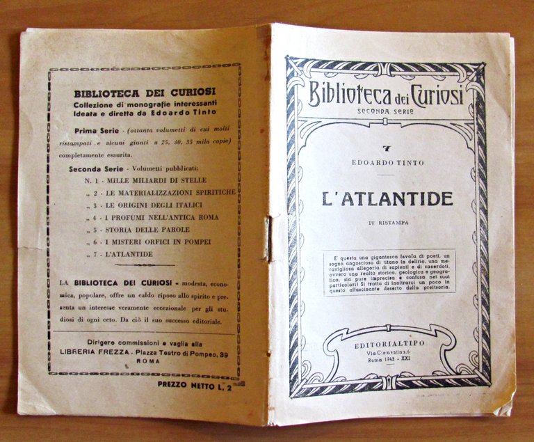 L'ATLANTIDE - Collana Biblioteca dei Curiosi