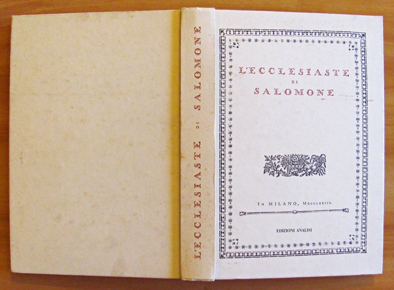 L'ECCLESIASTE DI SALOMONE - Edizione fuori commercio a cura e …