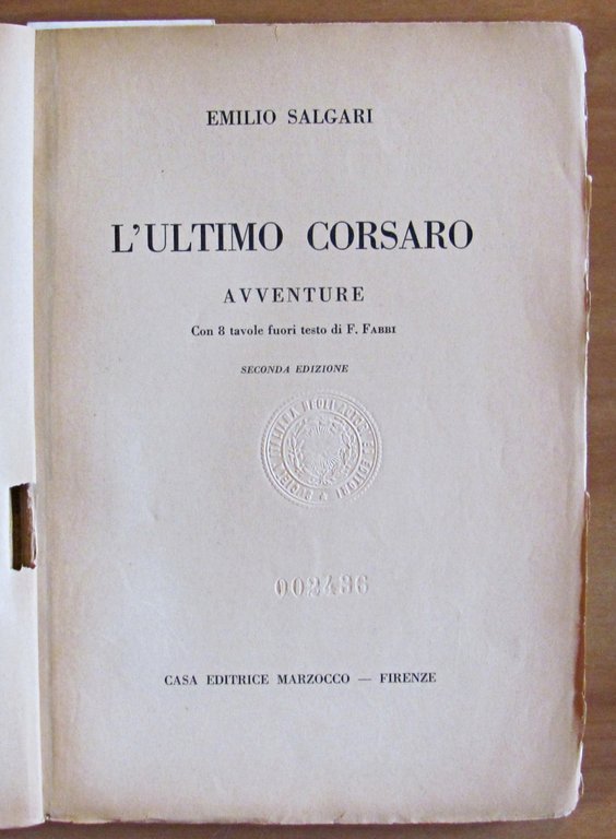 L'ULTIMO CORSARO, 1939 - ill. FABBI