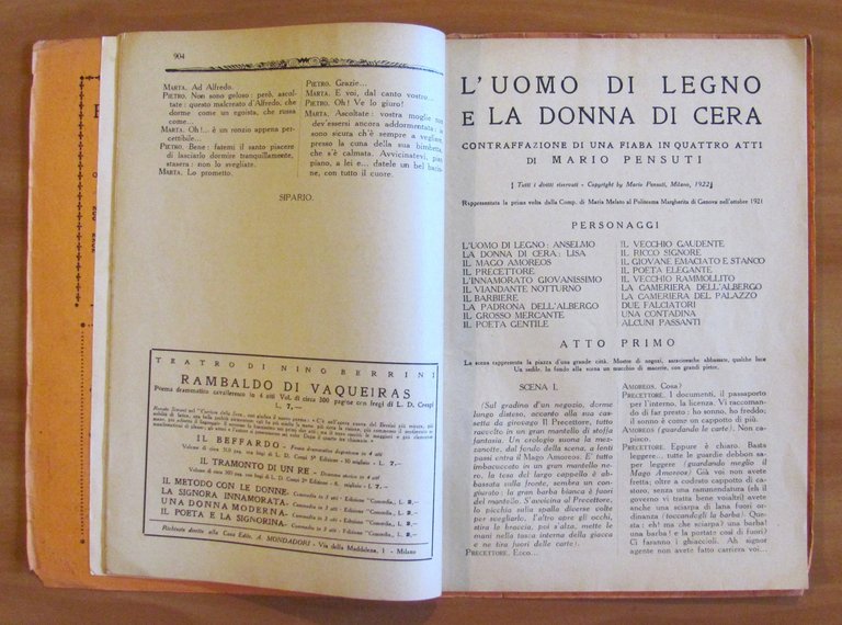 L'UOMO DI LEGNO E LA DONNA DI CERA Collana COMOEDIA …