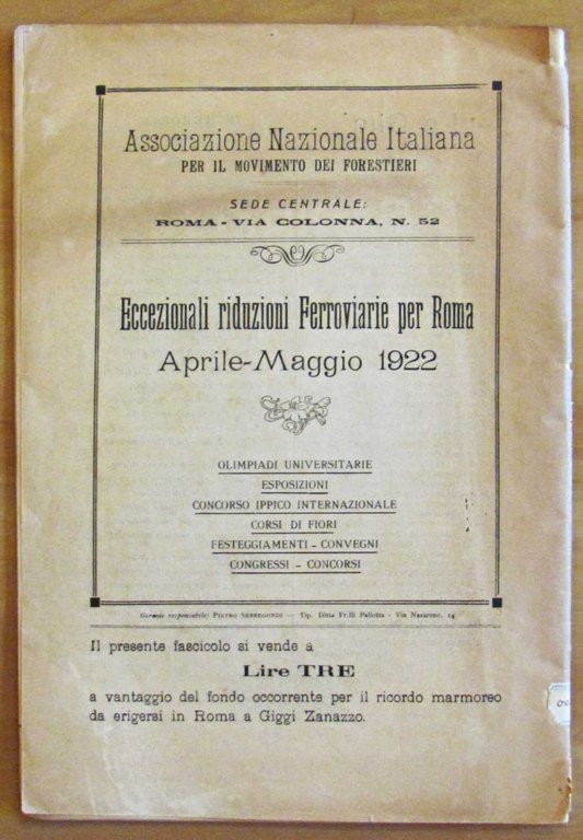L'URBE - Bollettino dell'Associazione Fra i Romani, Aprile 1922 | Immagine Gallery 4