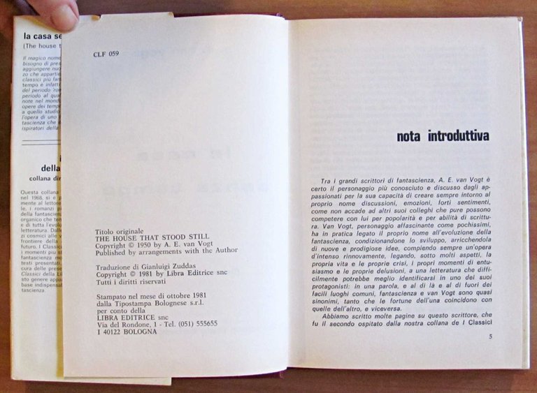 LA CASA SENZA TEMPO - Libra N.58, I ed. 1981