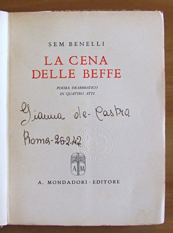 LA CENA DELLE BEFFE - POEMA DRAMMATICO IN QUATTRO ATTI