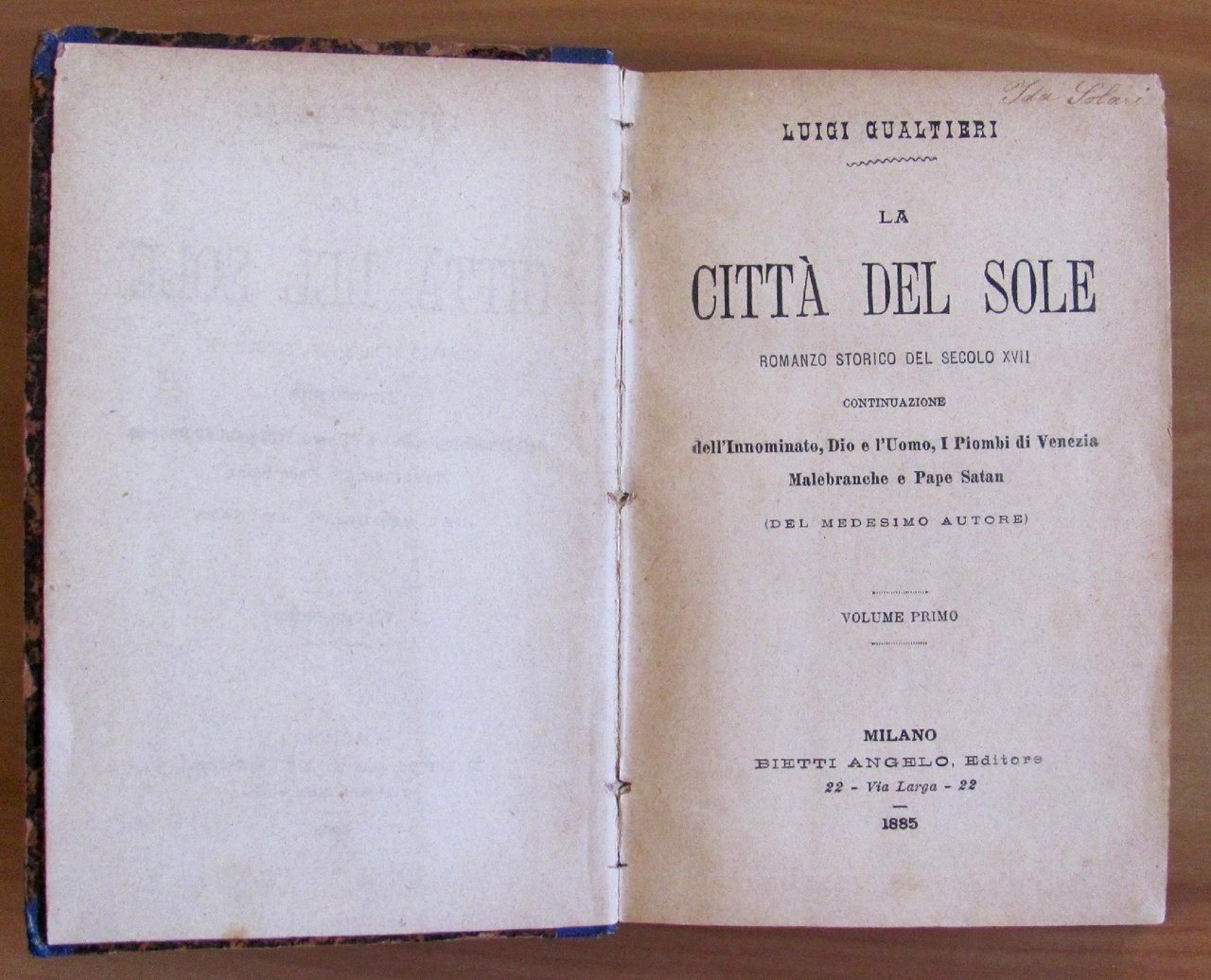 LA CITTA' DEL SOLE - Romanzo storico del Secolo XVII …